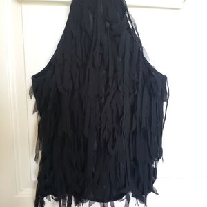 Bebe Black Fringe Detail Top